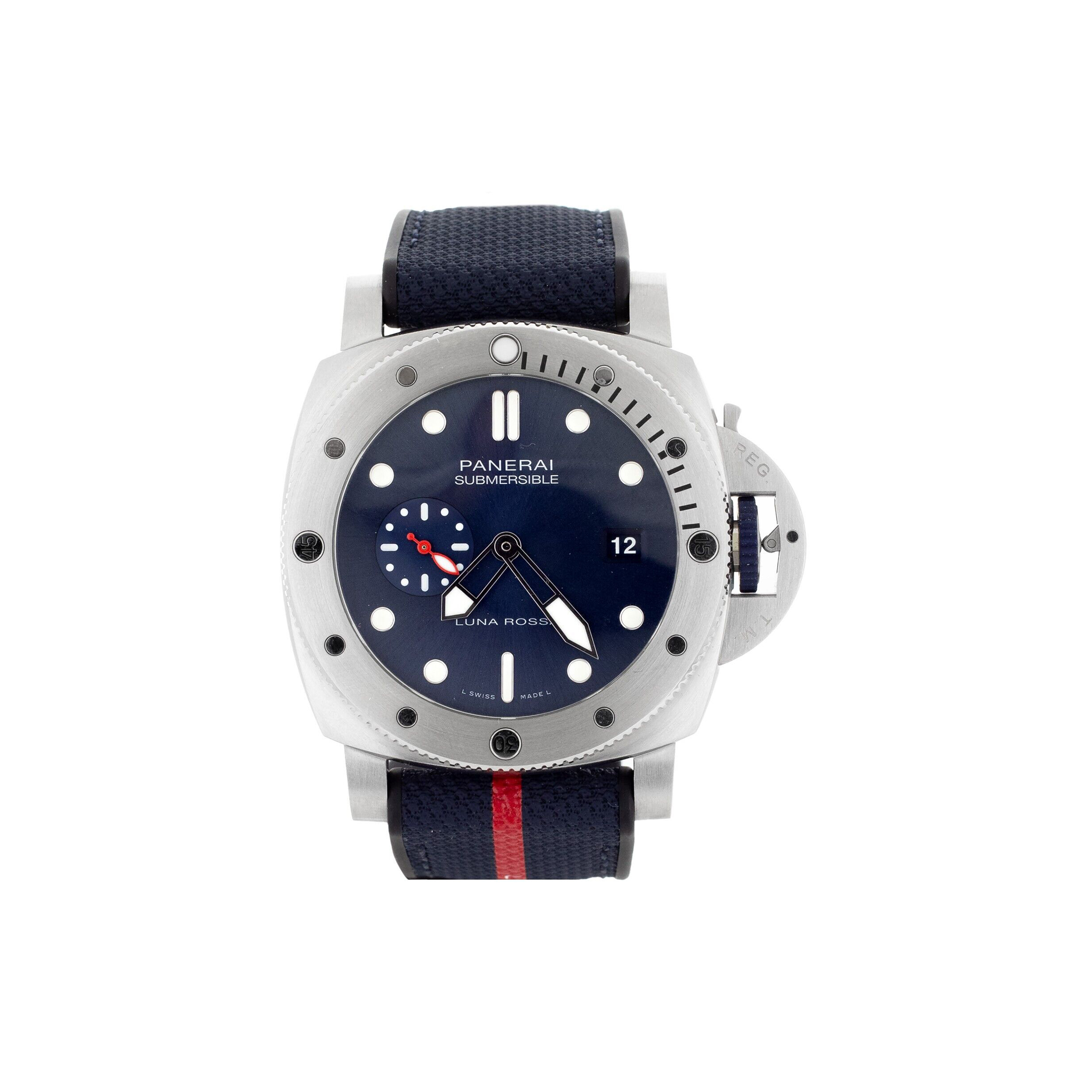 PANERAI SUBMERSIBLE LUNA ROSSA STAINLESS STEEL BLUE DIAL 44MM WATCH PAM01391